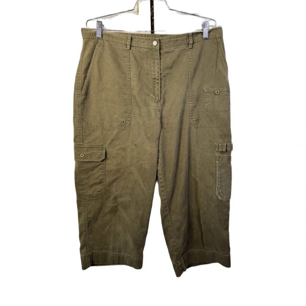 Lauren Ralph Lauren Olive Cargo Capri Pants Size 14 Utility Safari Cropped